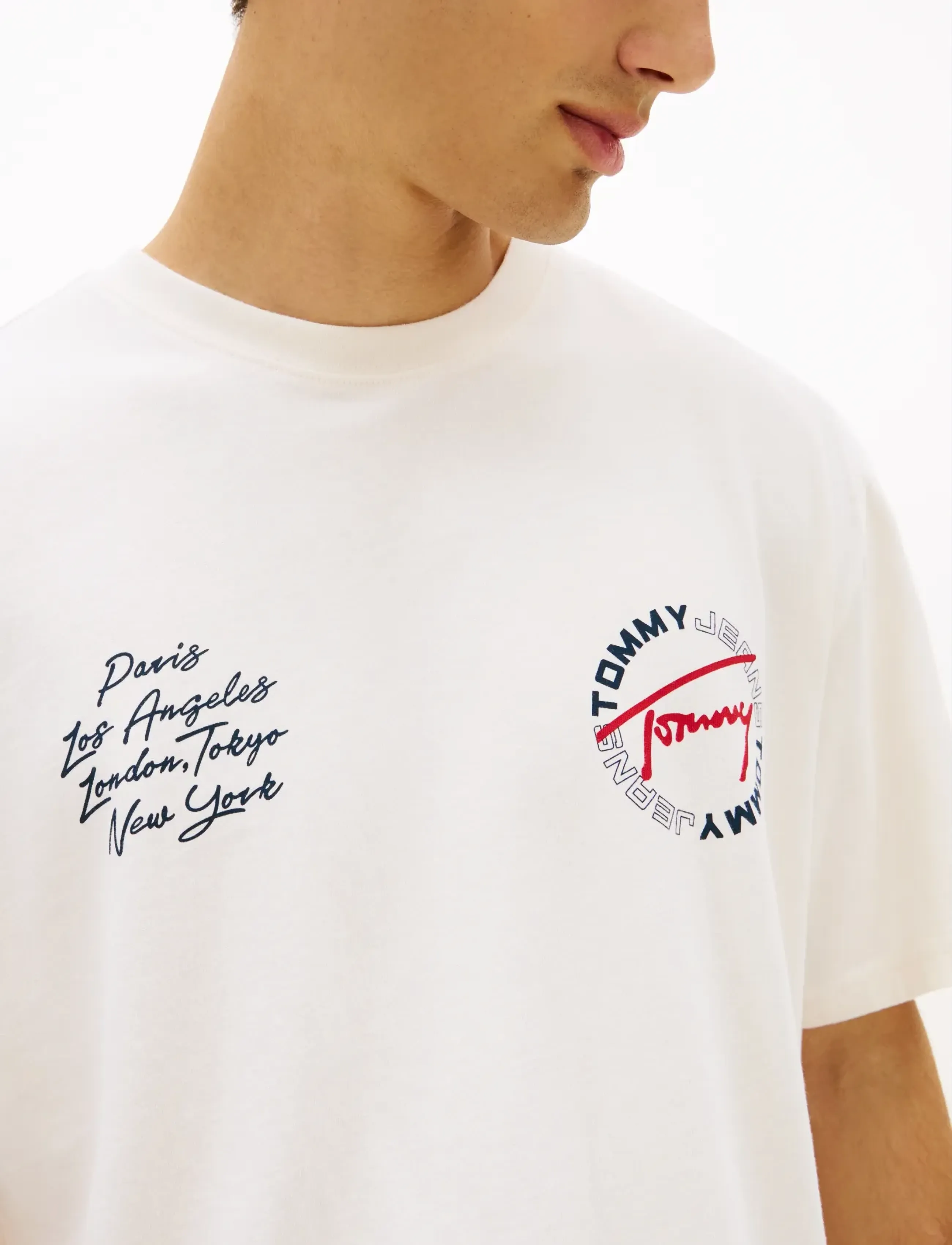 Tommy Jeans - TJM RLX SIGN CIRCLE SS TEE EXT - kortärmade t-shirts - ancient white - 4