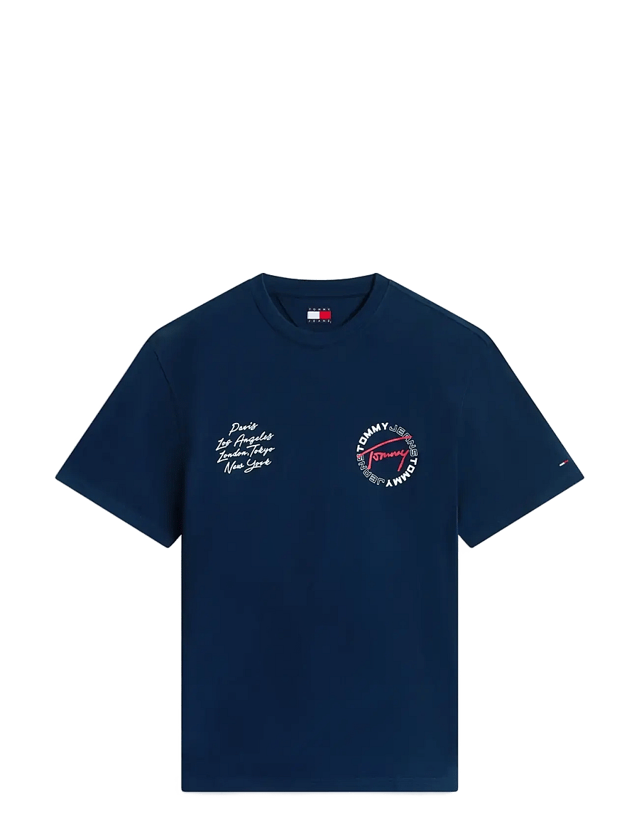 Tommy Jeans - TJM RLX SIGN CIRCLE SS TEE EXT - kurzärmelige t-shirts - dark night navy - 1