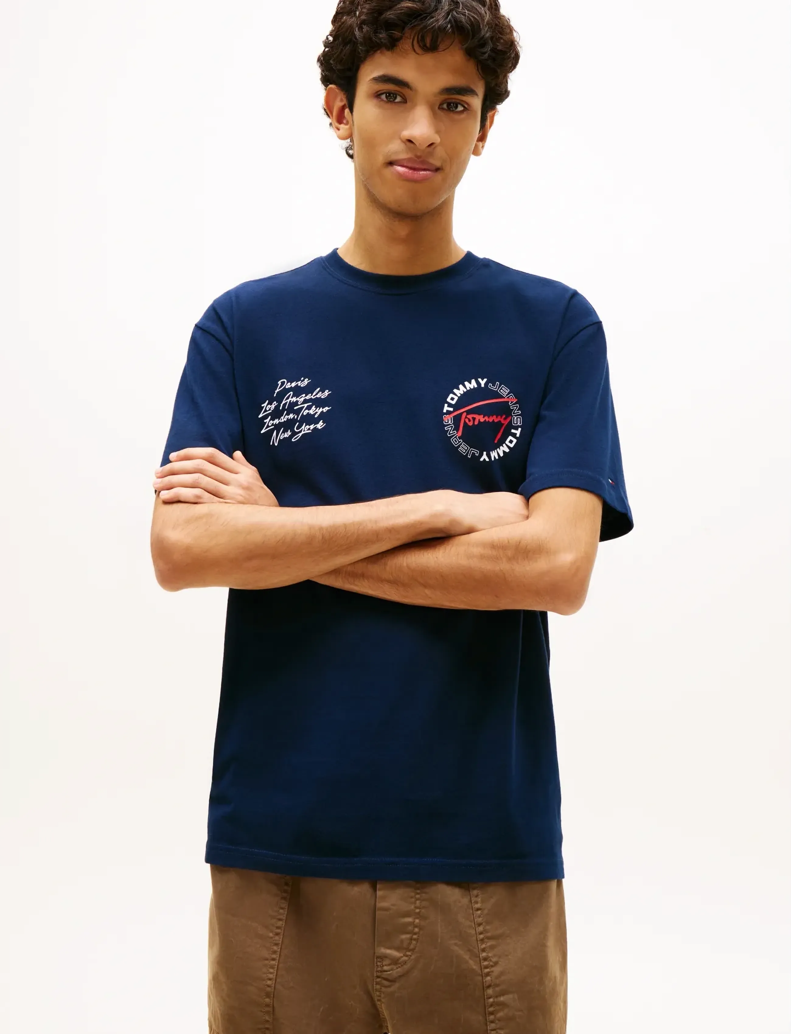 Tommy Jeans - TJM RLX SIGN CIRCLE SS TEE EXT - kurzärmelige t-shirts - dark night navy - 0
