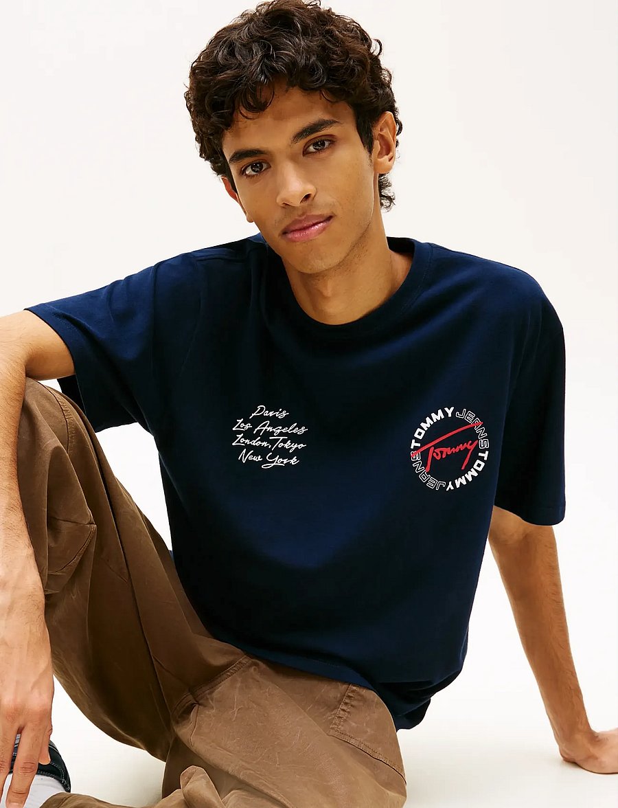 Tommy Jeans - TJM RLX SIGN CIRCLE SS TEE EXT - kurzärmelige t-shirts - dark night navy - 4