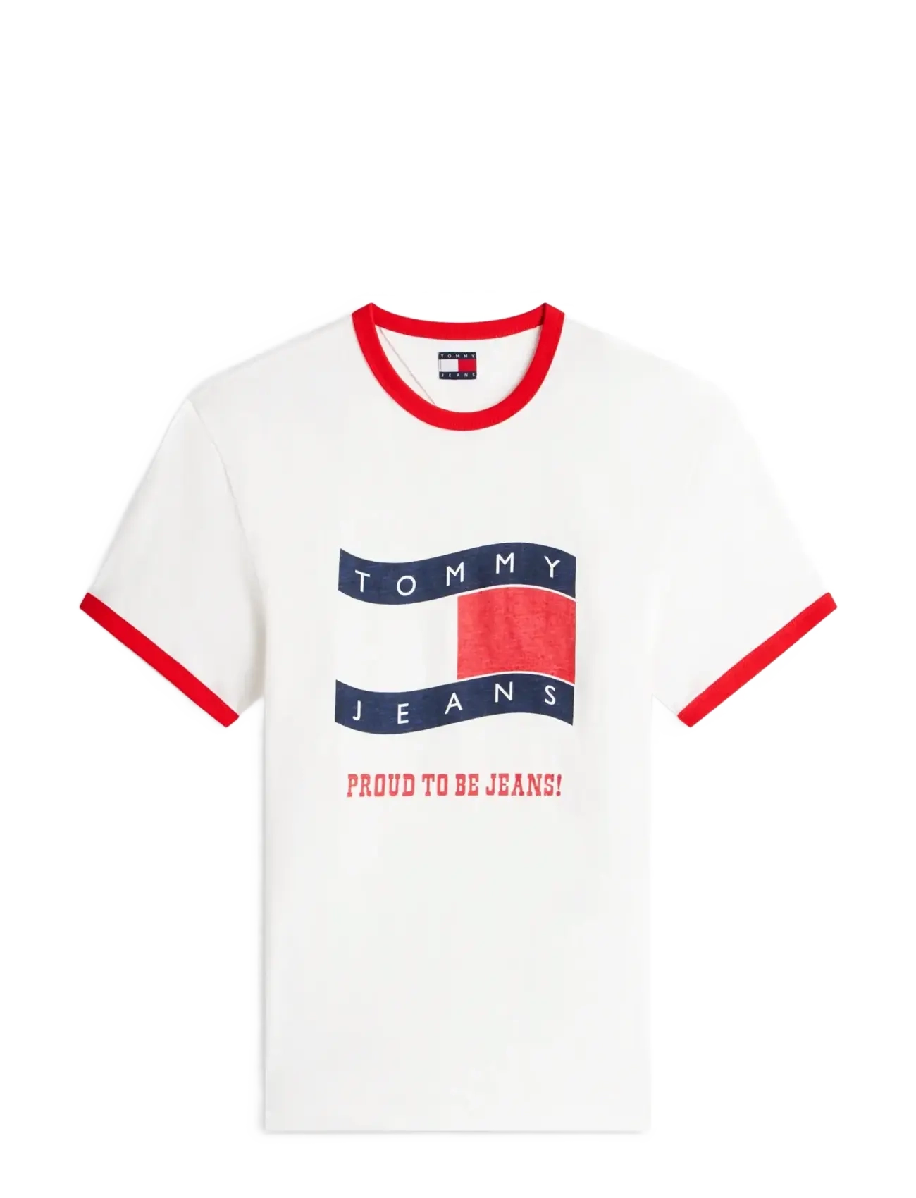 Tommy Jeans TJM REG WAVING FLAG SS RINGER T - Die niedrigsten Preise - ECRU / white