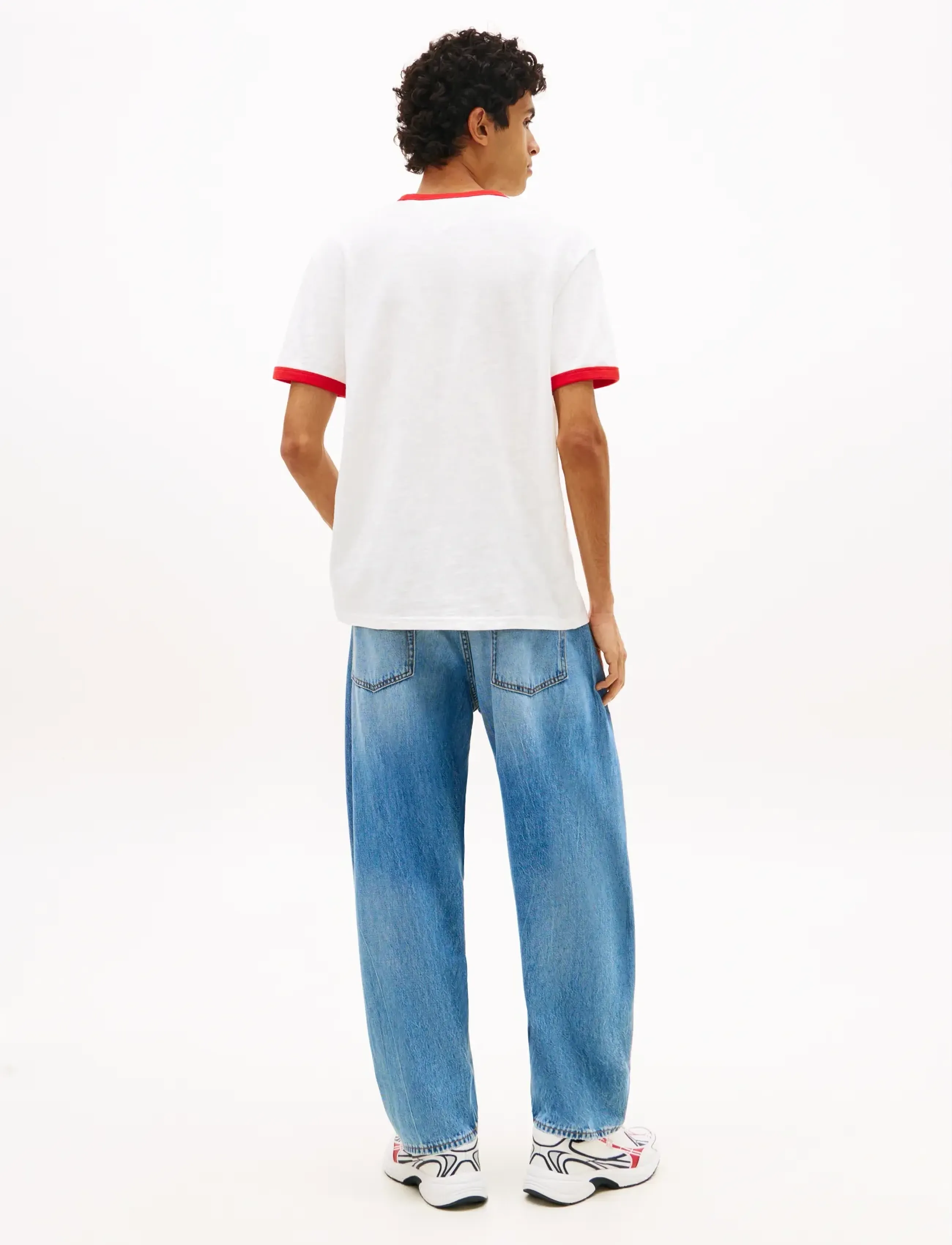Tommy Jeans - TJM REG WAVING FLAG SS RINGER T - kortærmede t-shirts - ecru - 2