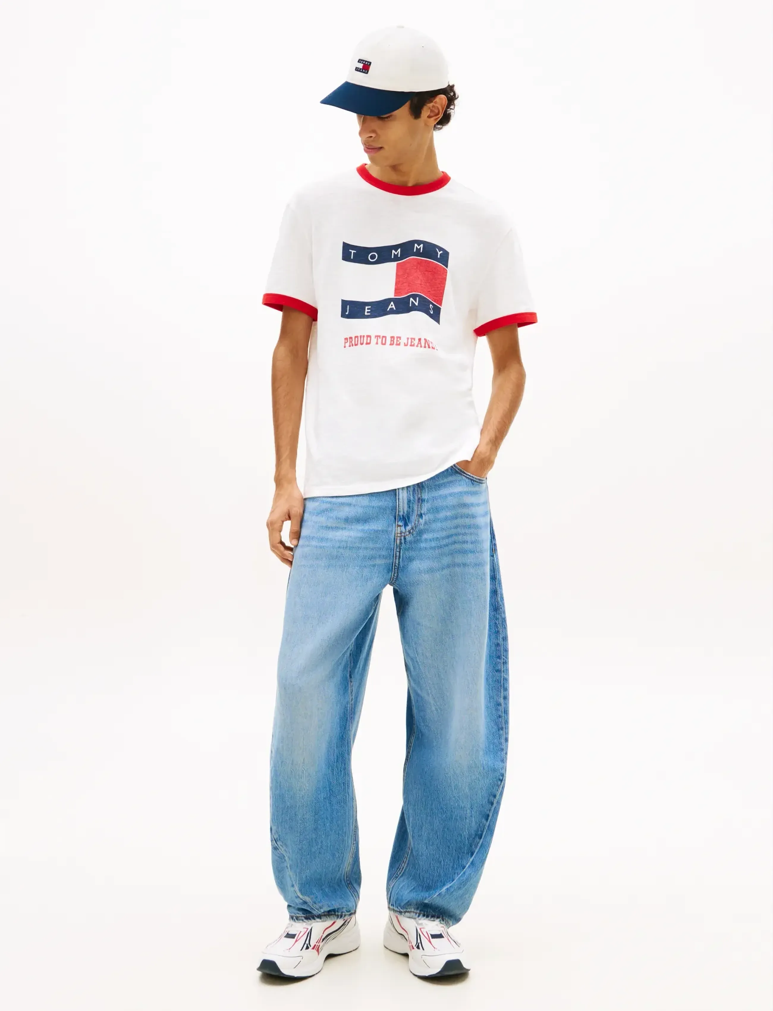 Tommy Jeans - TJM REG WAVING FLAG SS RINGER T - kortærmede t-shirts - ecru - 3