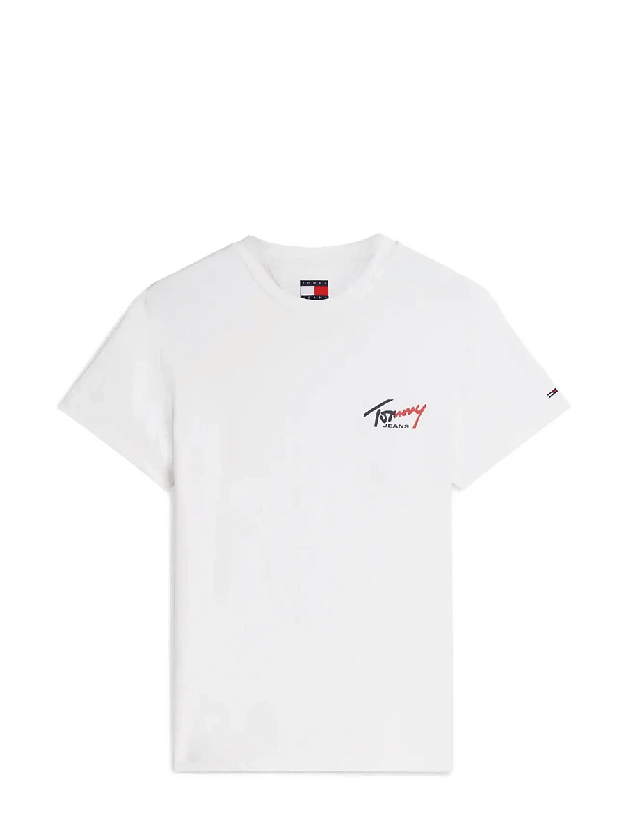Tommy Jeans - TJM SLIM SIGN CHEST SS TEE EXT - short-sleeved t-shirts - ancient white - 1