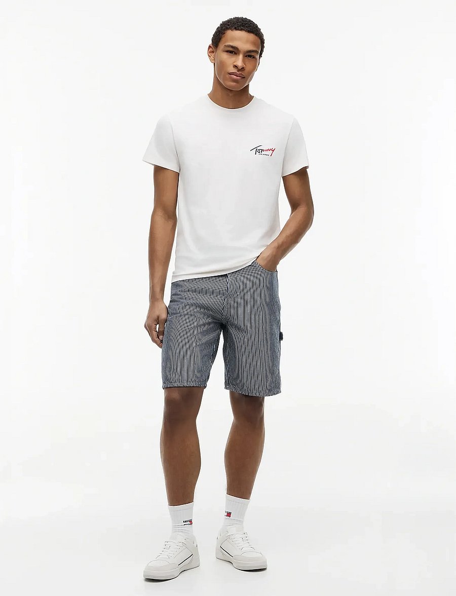 Tommy Jeans - TJM SLIM SIGN CHEST SS TEE EXT - short-sleeved t-shirts - ancient white - 4