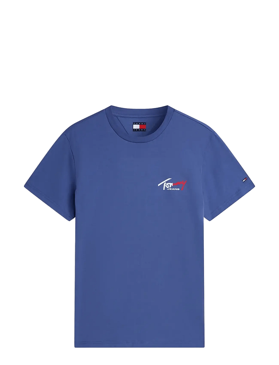 Tommy Jeans - TJM SLIM SIGN CHEST SS TEE EXT - lühikeste varrukatega t-särgid - blue storm - 1