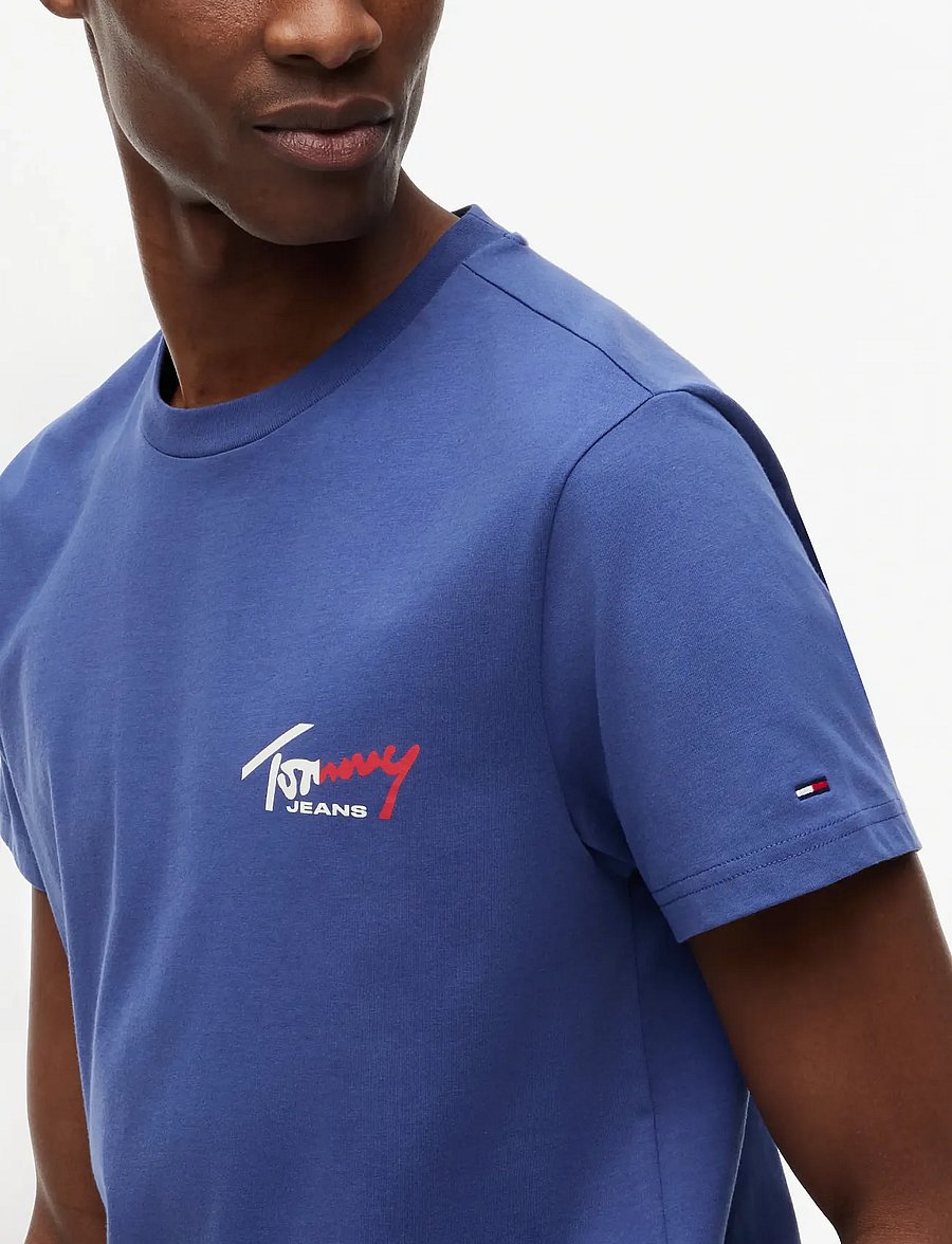 Tommy Jeans - TJM SLIM SIGN CHEST SS TEE EXT - lühikeste varrukatega t-särgid - blue storm - 3