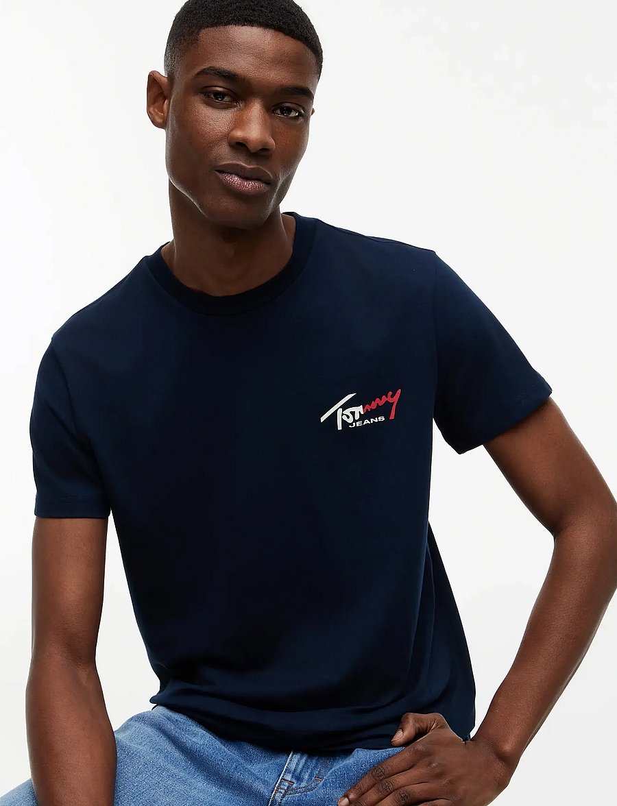 Tommy Jeans - TJM SLIM SIGN CHEST SS TEE EXT - lühikeste varrukatega t-särgid - dark night navy - 3