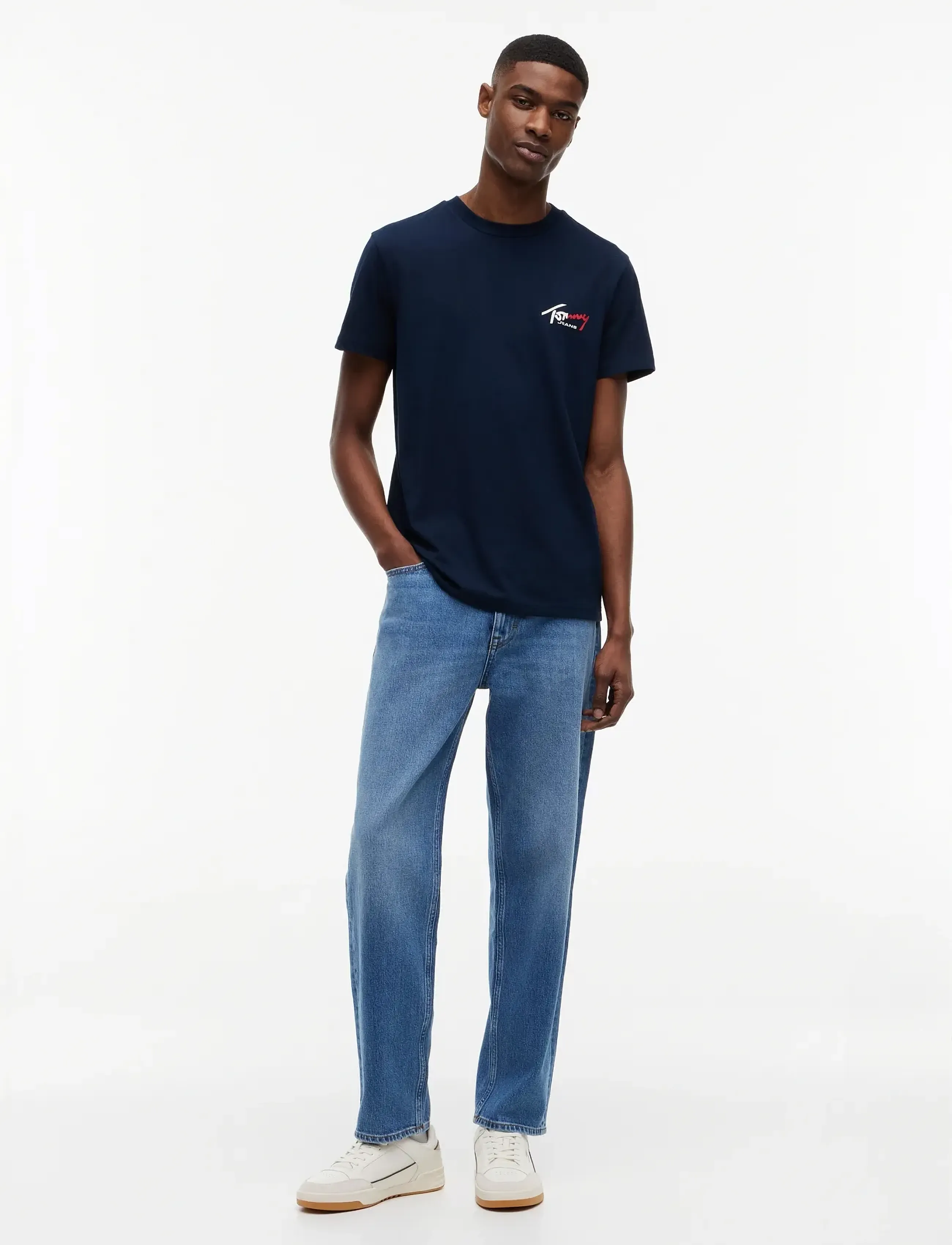 Tommy Jeans - TJM SLIM SIGN CHEST SS TEE EXT - kortærmede t-shirts - dark night navy - 4