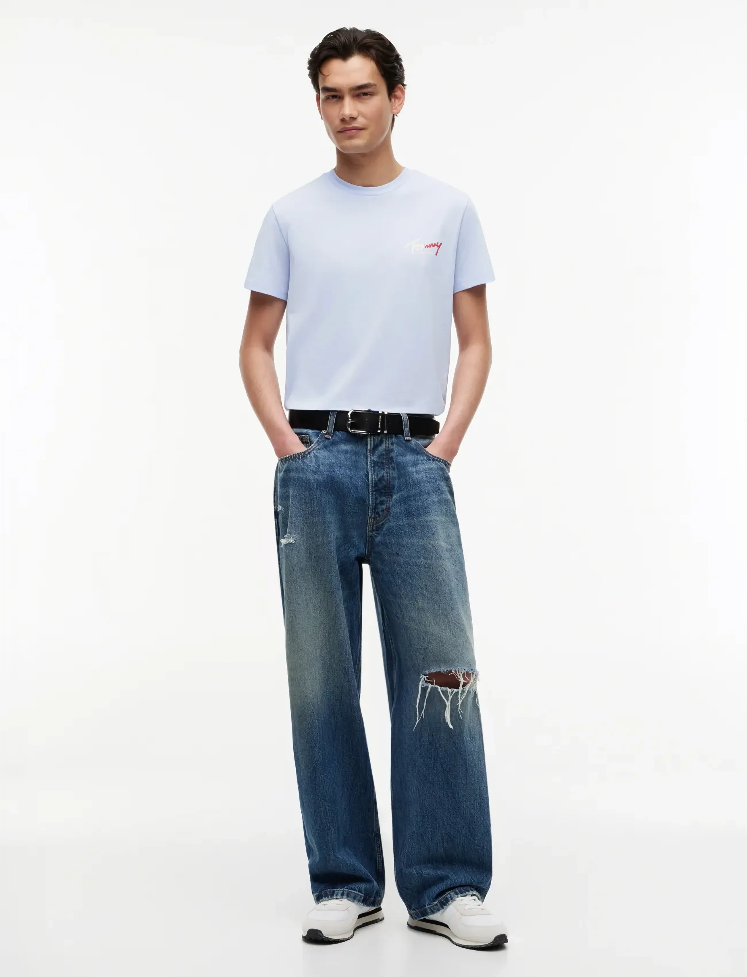 Tommy Jeans - TJM SLIM SIGN CHEST SS TEE EXT - kortærmede t-shirts - moonlight iris - 4