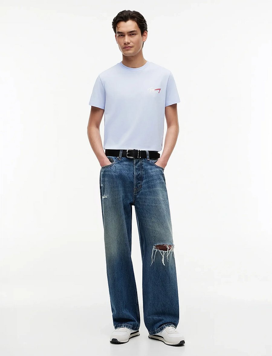 Tommy Jeans - TJM SLIM SIGN CHEST SS TEE EXT - t-krekli ar īsām piedurknēm - moonlight iris - 4