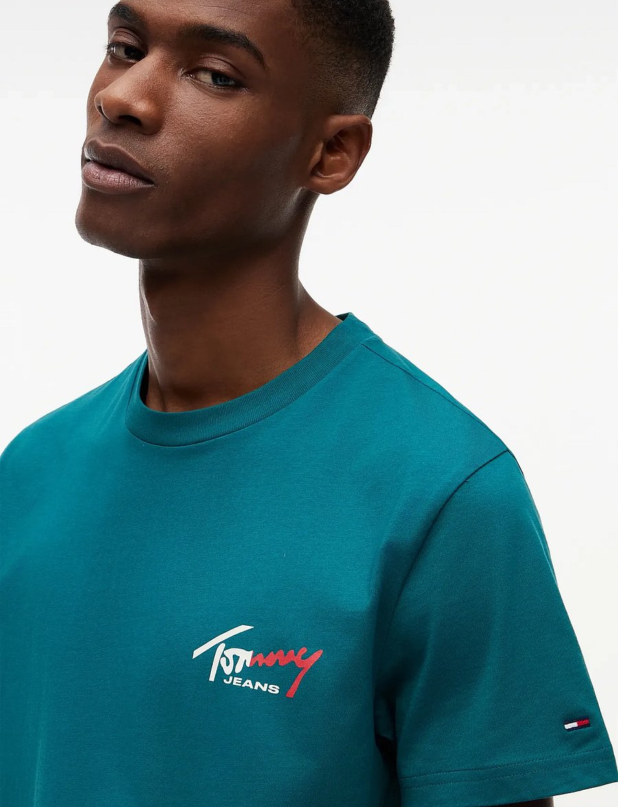 Tommy Jeans - TJM SLIM SIGN CHEST SS TEE EXT - short-sleeved t-shirts - polar teal - 3