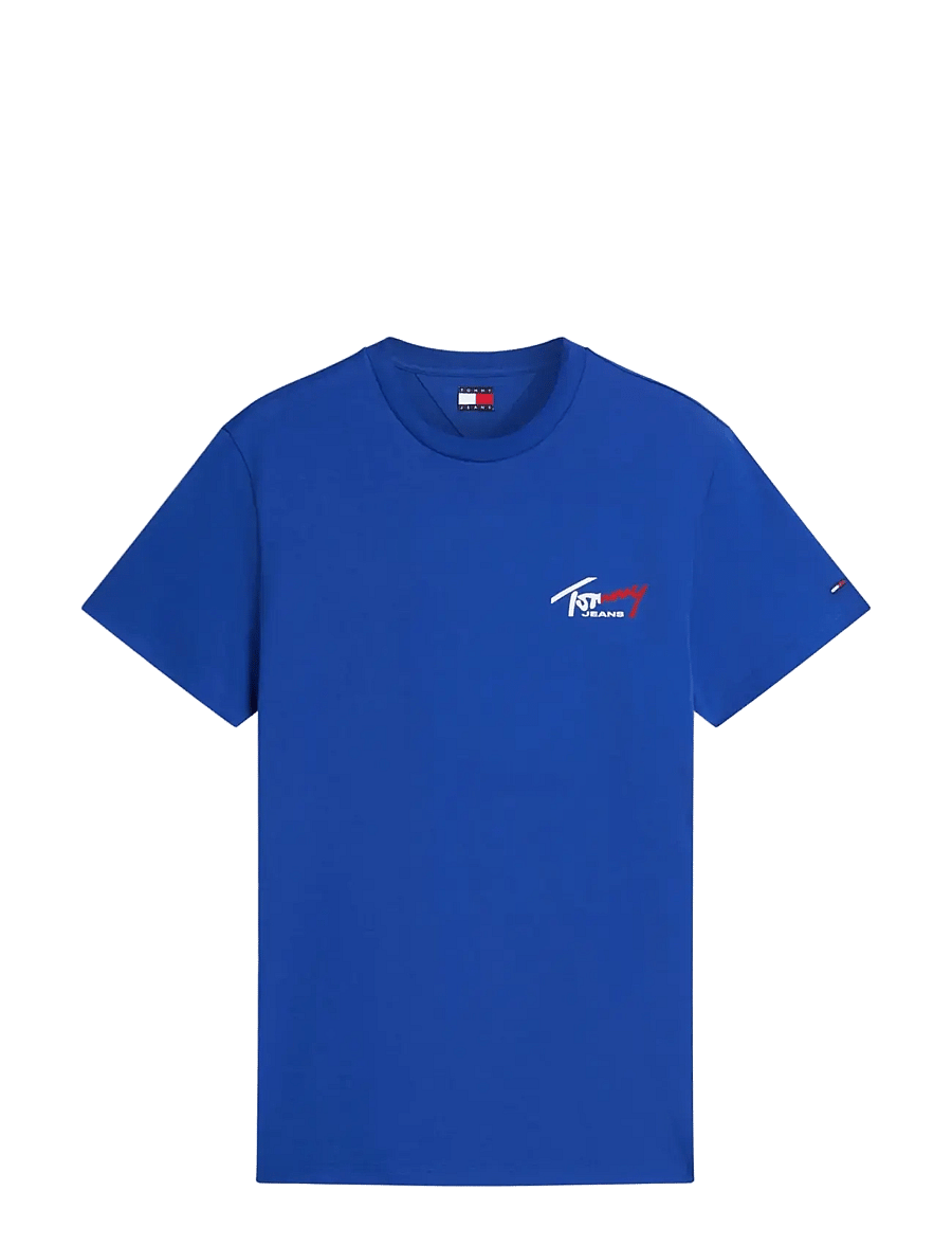 Tommy Jeans - TJM SLIM SIGN CHEST SS TEE EXT - short-sleeved t-shirts - providence blue - 1
