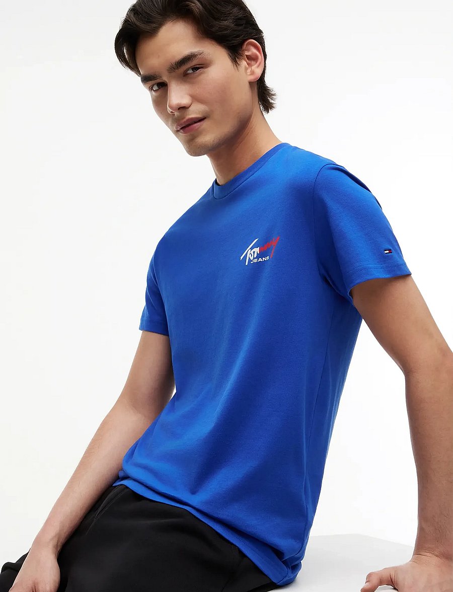 Tommy Jeans - TJM SLIM SIGN CHEST SS TEE EXT - short-sleeved t-shirts - providence blue - 3