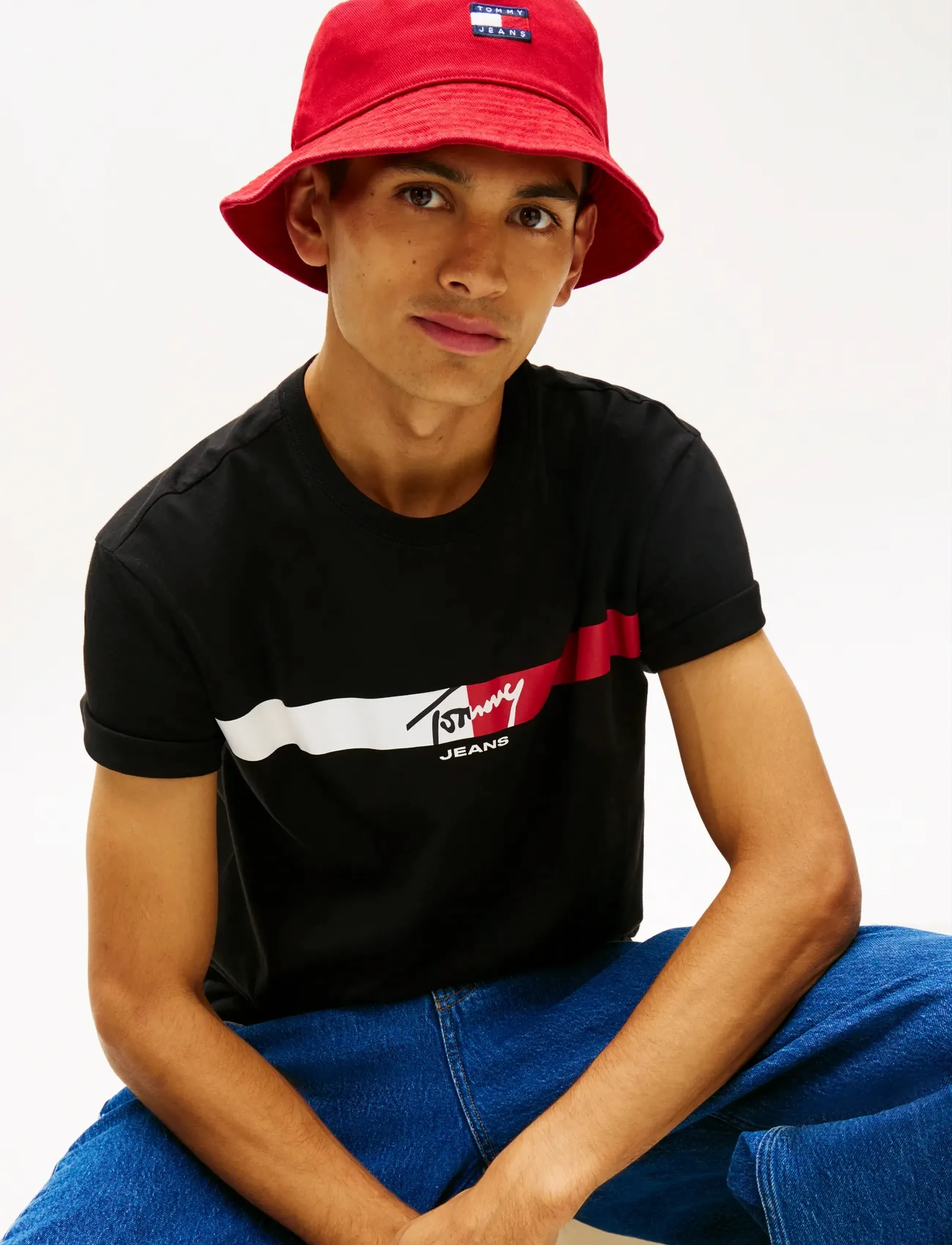 Tommy Jeans - TJM REG SIGNATURE STRIPE T EXT - kortærmede t-shirts - black - 4