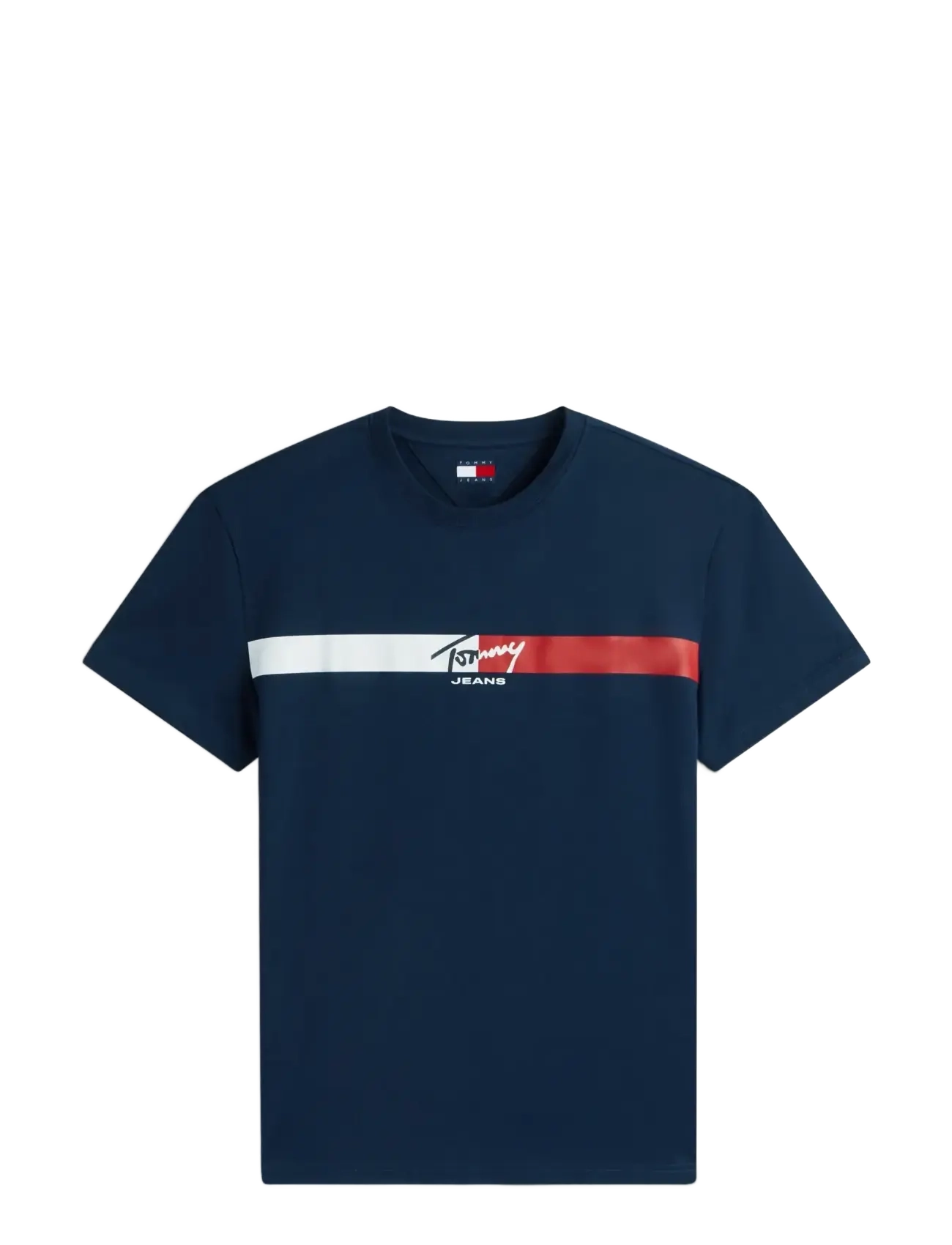 Tommy Jeans TJM REG SIGNATURE STRIPE T EXT - T-shirts - DARK NIGHT NAVY / navy