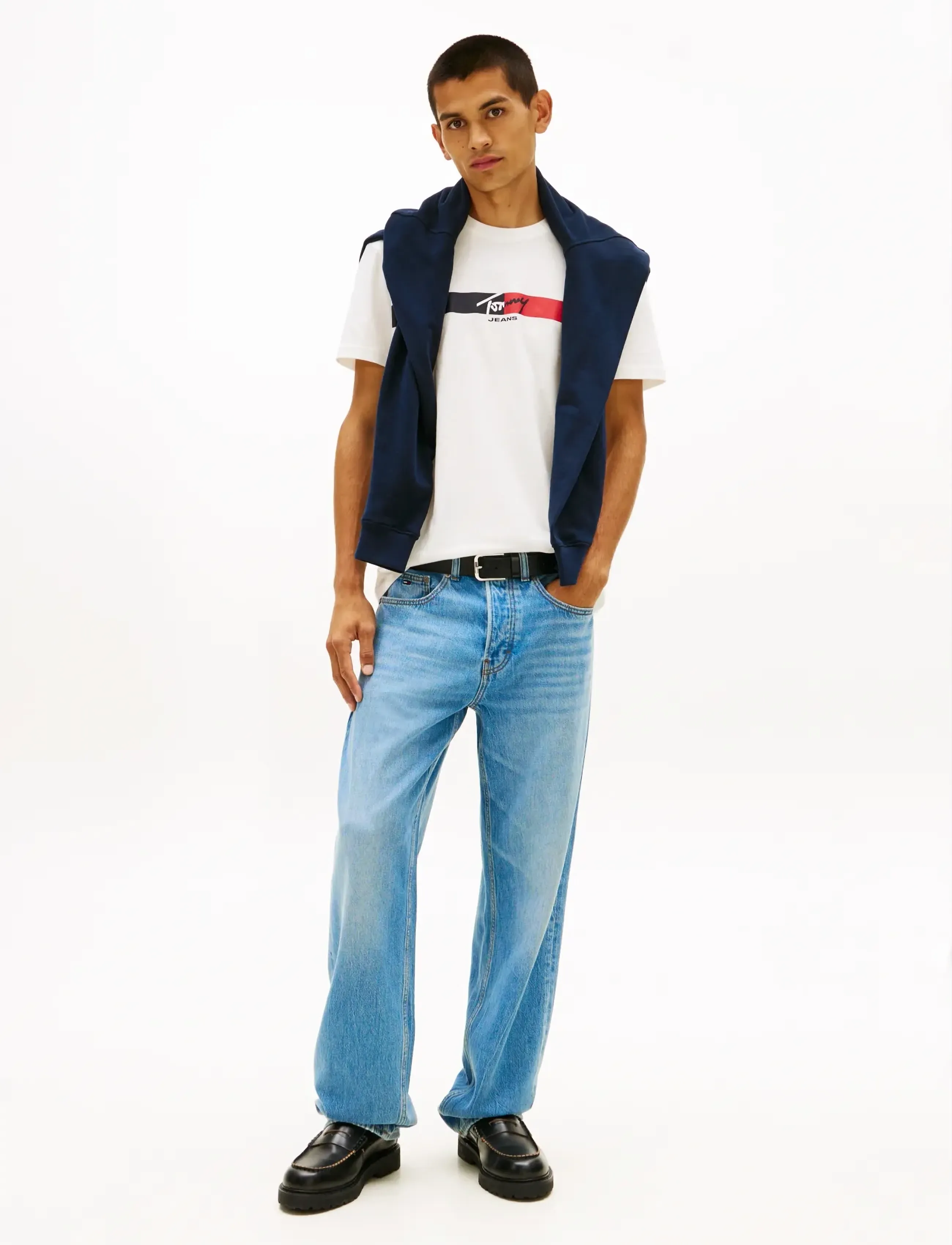 Tommy Jeans - TJM REG SIGNATURE STRIPE T EXT - kortærmede t-shirts - ecru - 3