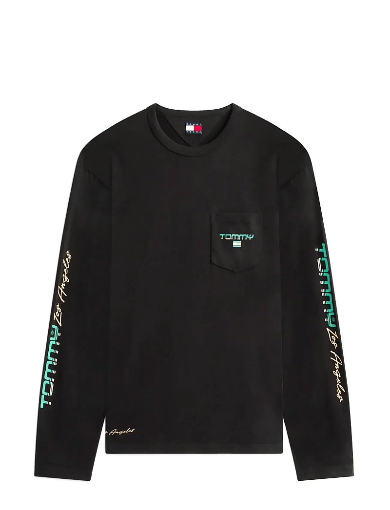 Tommy Jeans - TJM RLX LA LS TEE - långärmade t-shirts - black - 1