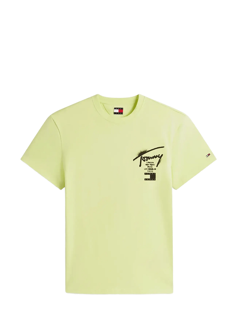 Tommy Jeans - TJM REG CITY SIGN SS TEE EXT - kurzärmelige t-shirts - faded lime - 1