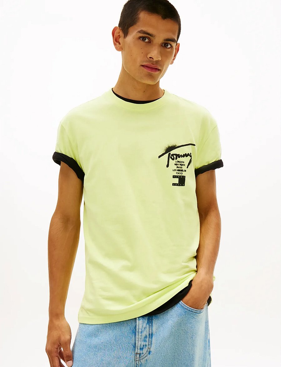Tommy Jeans - TJM REG CITY SIGN SS TEE EXT - kurzärmelige t-shirts - faded lime - 0