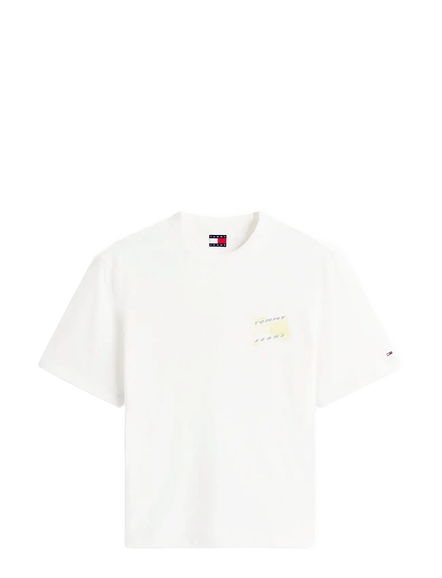 Tommy Jeans - TJM 90S BUBBLE FLAG SS TEE - kurzärmelige t-shirts - ecru - 1