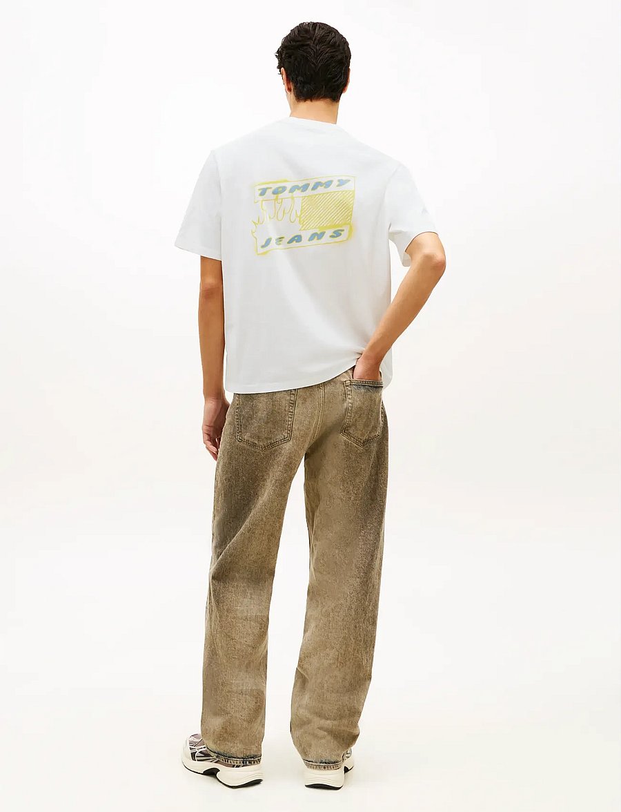 Tommy Jeans - TJM 90S BUBBLE FLAG SS TEE - kurzärmelige t-shirts - ecru - 2