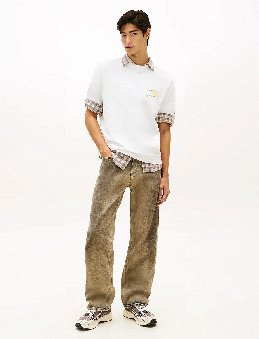 Tommy Jeans - TJM 90S BUBBLE FLAG SS TEE - kurzärmelige t-shirts - ecru - 3
