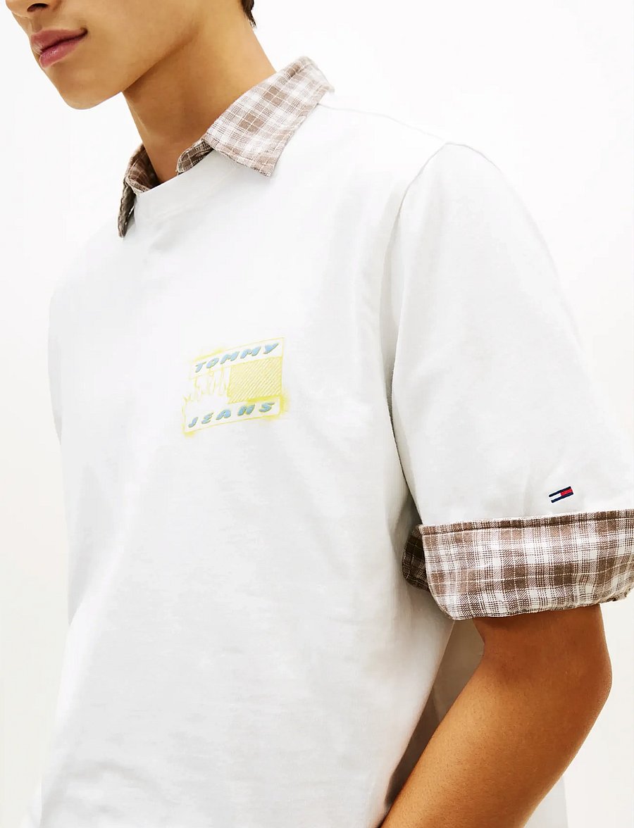 Tommy Jeans - TJM 90S BUBBLE FLAG SS TEE - kurzärmelige t-shirts - ecru - 4