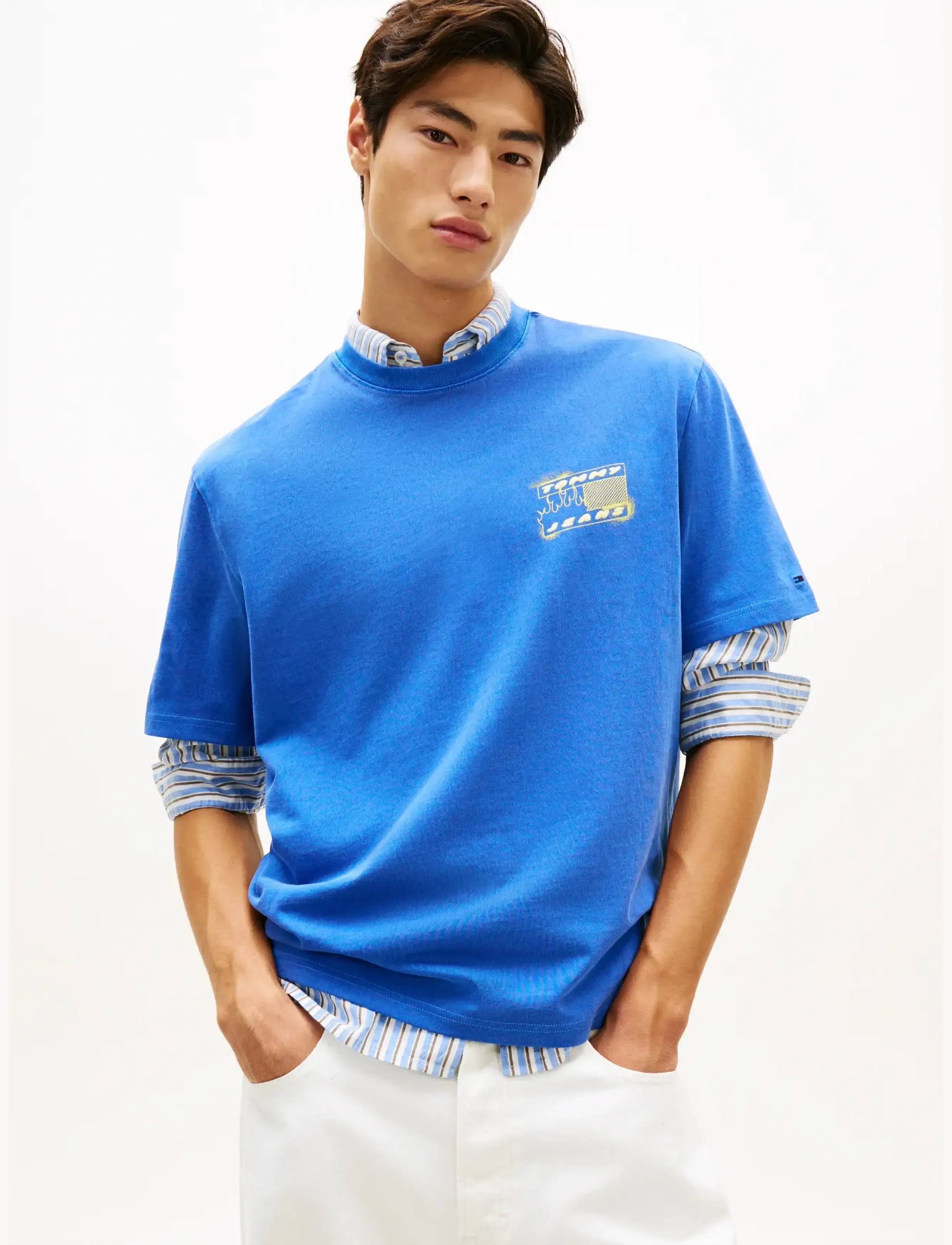 Tommy Jeans TJM 90S BUBBLE FLAG SS TEE - Tommy Hilfiger - FIZZY BLUE / blue