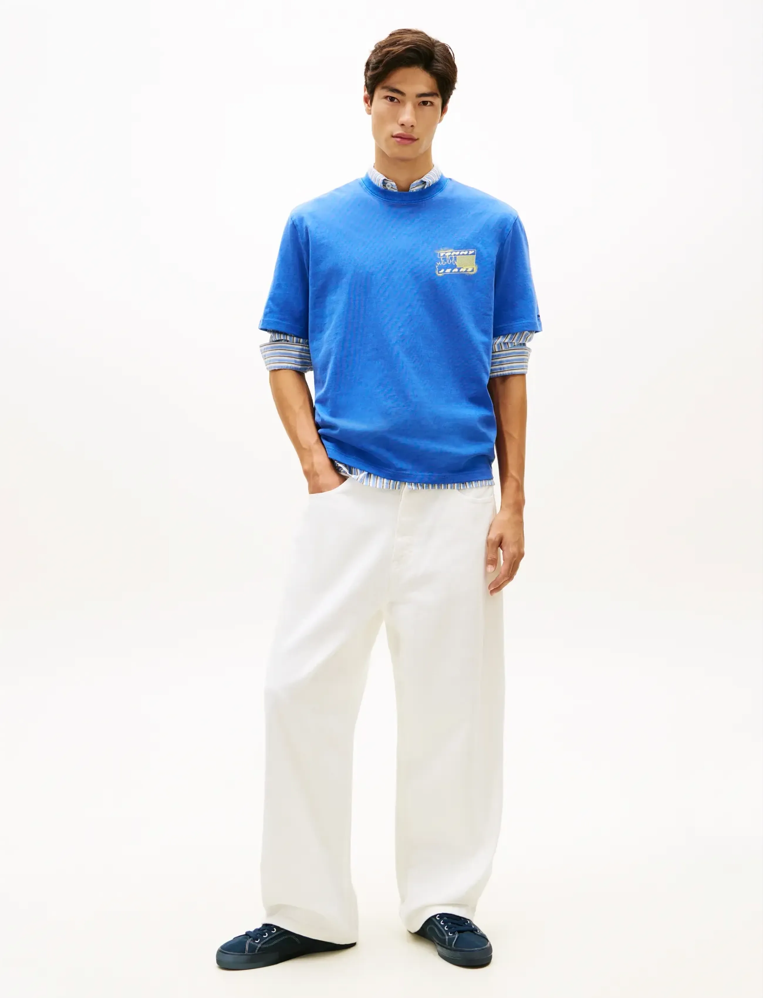 Tommy Jeans - TJM 90S BUBBLE FLAG SS TEE - short-sleeved t-shirts - fizzy blue - 3