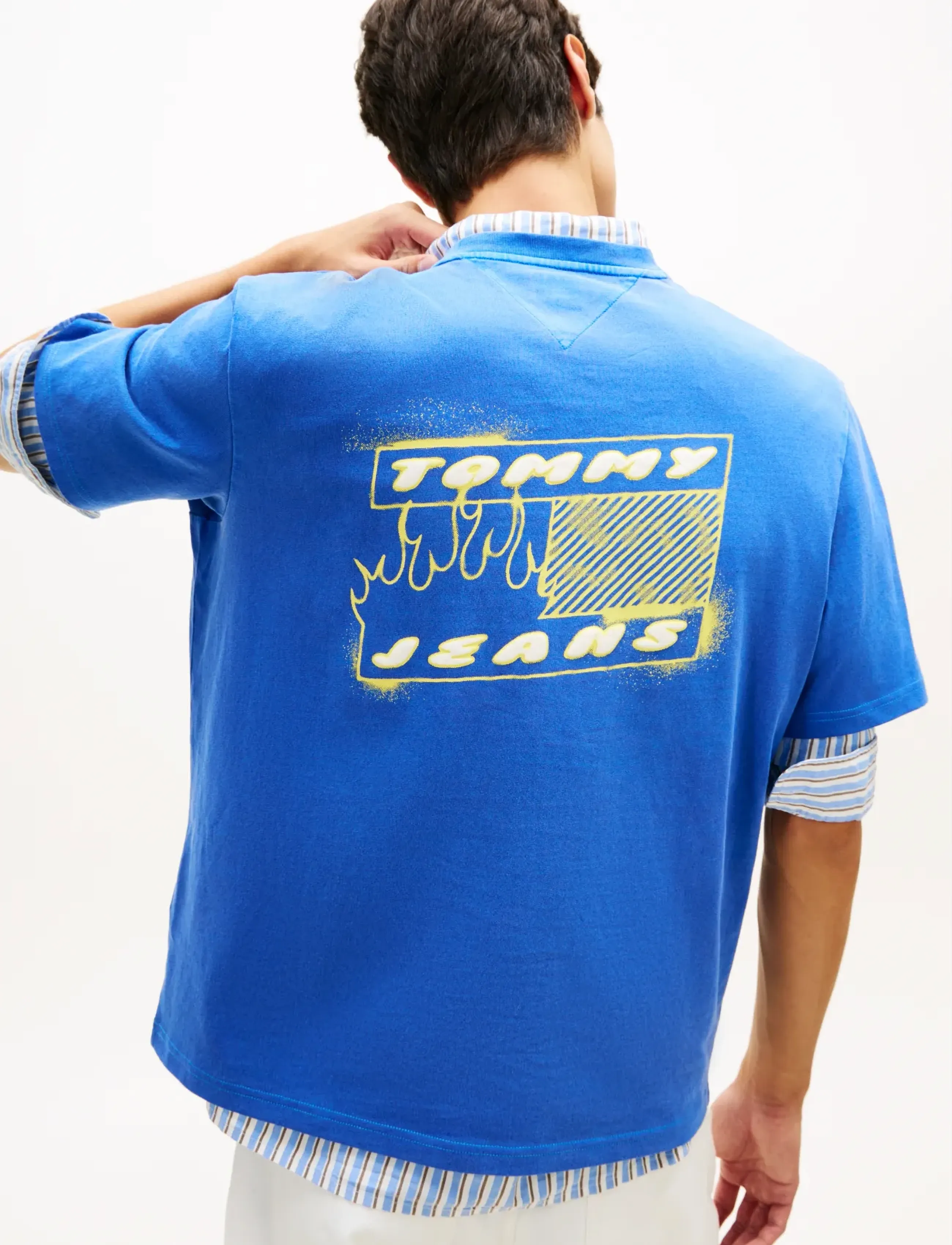 Tommy Jeans - TJM 90S BUBBLE FLAG SS TEE - short-sleeved t-shirts - fizzy blue - 4