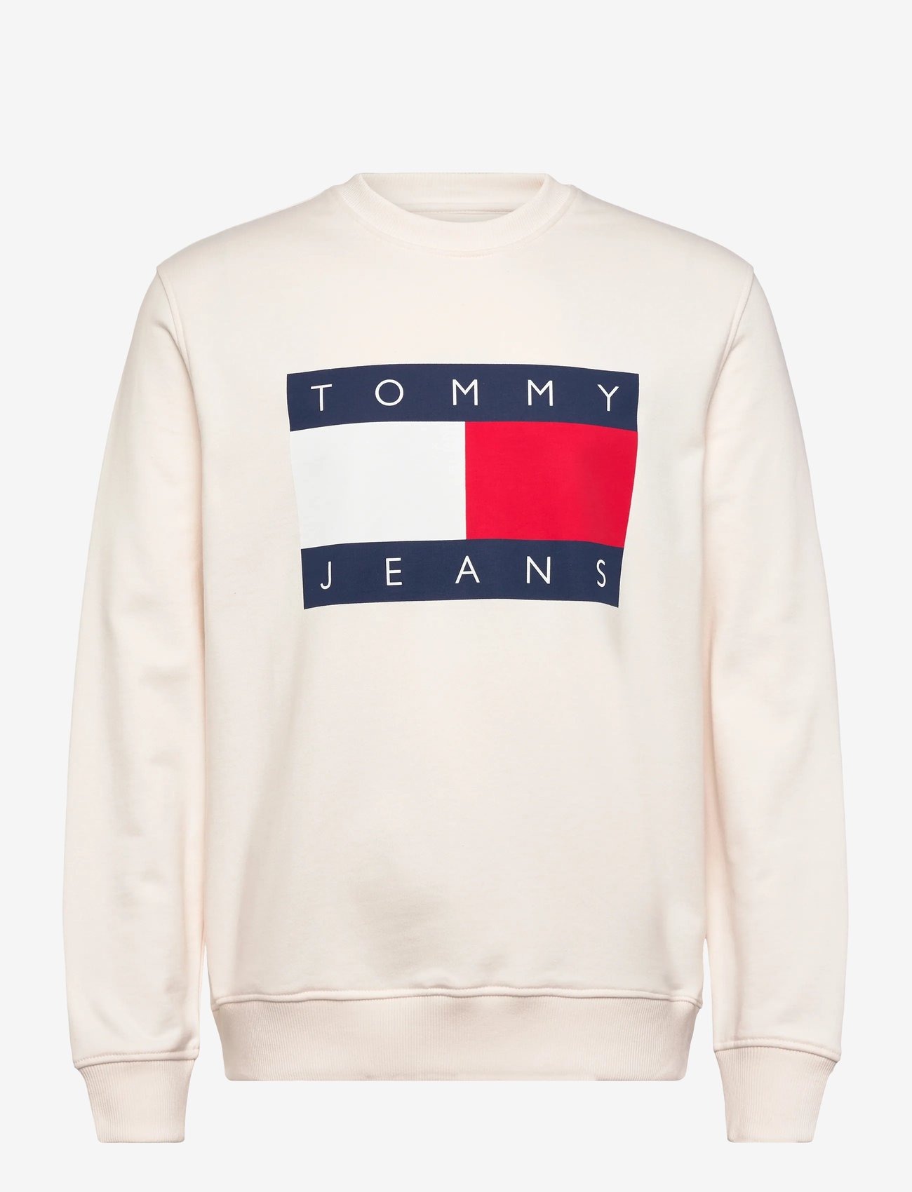 Tommy Jeans - TJM REG BIG FLAG CNECK EXT - sweatshirts - ancient white - 1