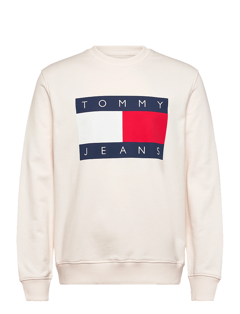 Tommy Jeans - TJM REG BIG FLAG CNECK EXT - sweatshirts - ancient white - 1