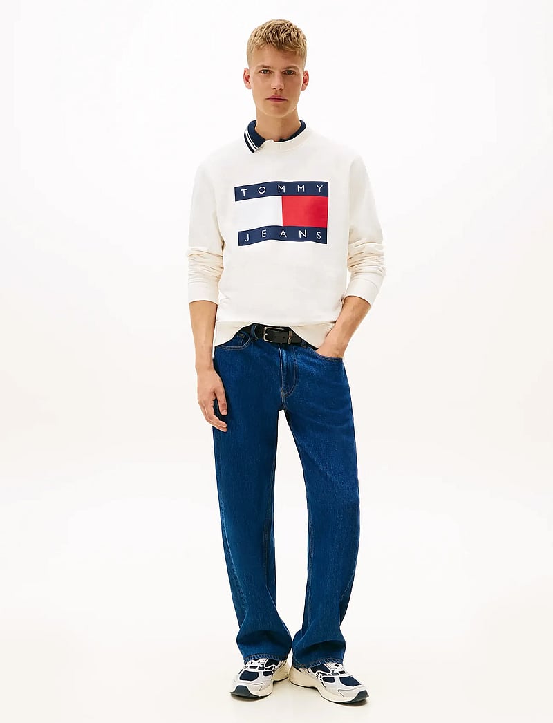 Tommy Jeans - TJM REG BIG FLAG CNECK EXT - sweatshirts - ancient white - 4