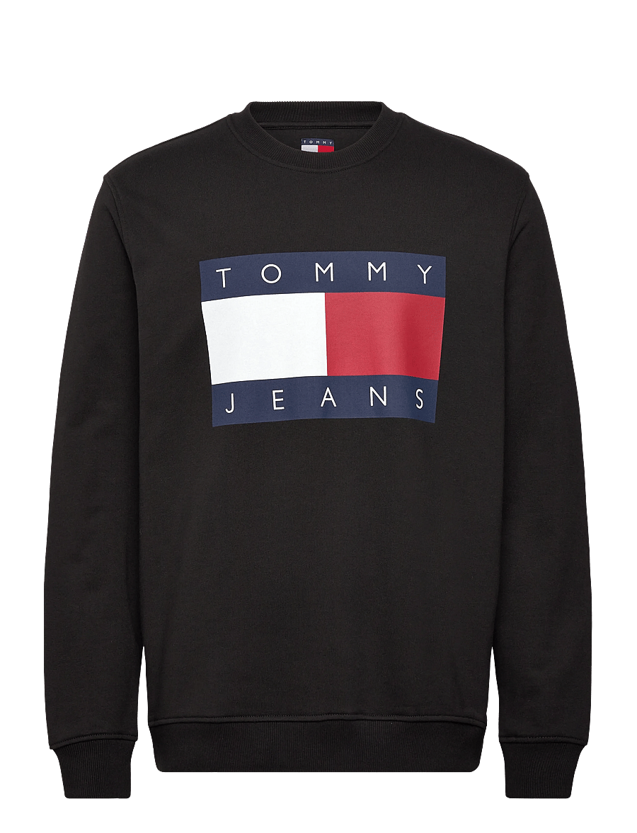 Tommy Jeans - TJM REG BIG FLAG CNECK - sweatshirts - black - 1