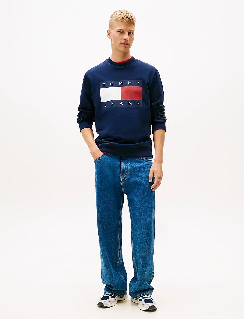 Tommy Jeans - TJM REG BIG FLAG CNECK EXT - sweatshirts - dark night navy - 3