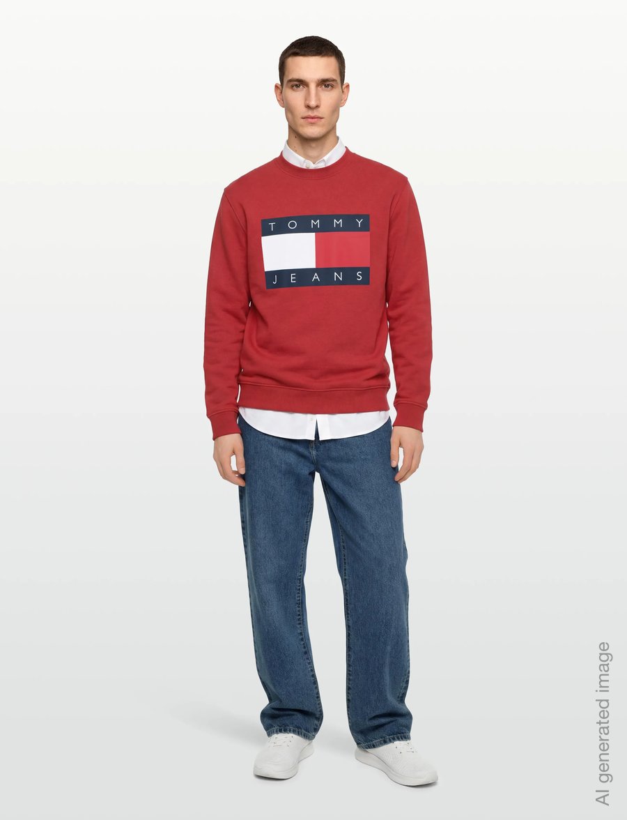 Tommy Jeans - TJM REG BIG FLAG CNECK EXT - sweatshirts - terracotta red - 0