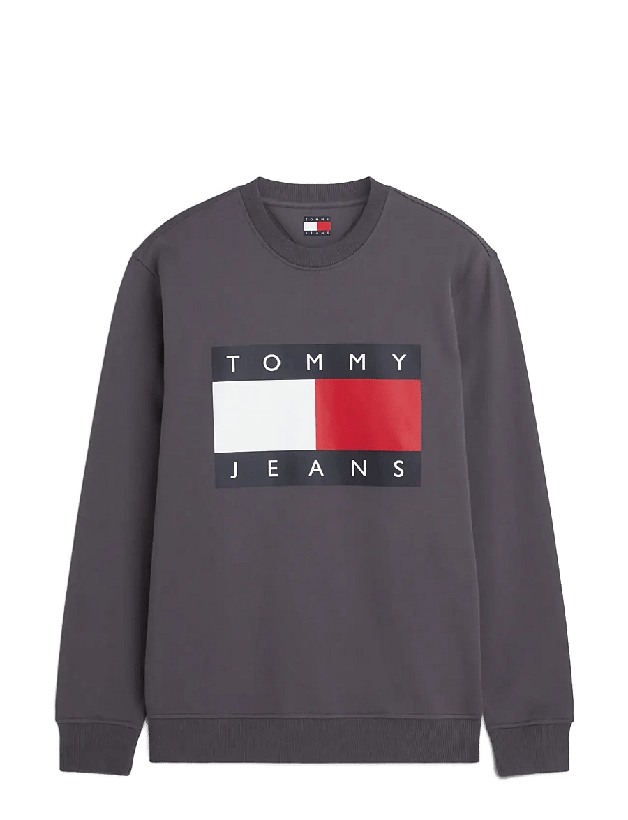Tommy Jeans - TJM REG BIG FLAG CNECK EXT - sweatshirts - washed black - 1