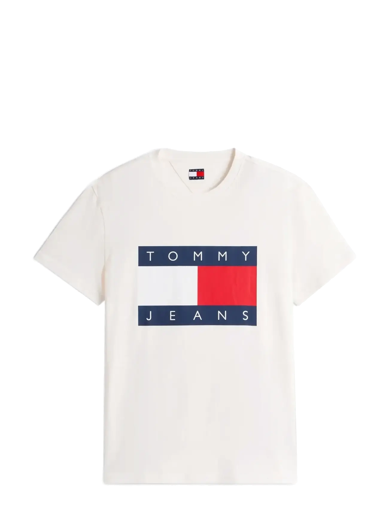 Tommy Jeans - TJM REG BIG FLAG SS TEE EXT - kortärmade t-shirts - ancient white - 1