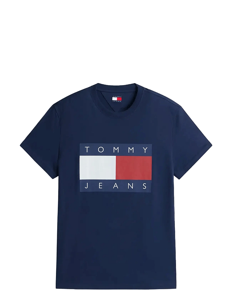 Tommy Jeans - TJM REG BIG FLAG SS TEE EXT - kortärmade t-shirts - dark night navy - 1