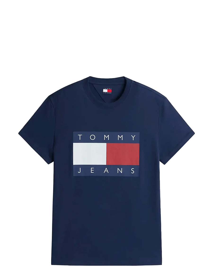 Tommy Jeans - TJM REG BIG FLAG SS TEE EXT - kurzärmelige t-shirts - dark night navy - 1