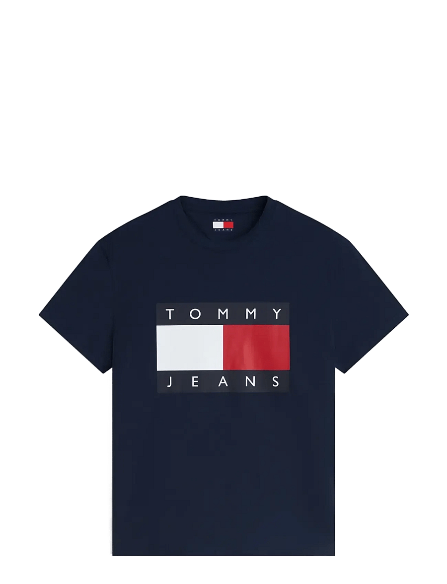 Tommy Jeans - TJM REG BIG FLAG SS TEE EXT - kurzärmelige t-shirts - dark night navy - 2