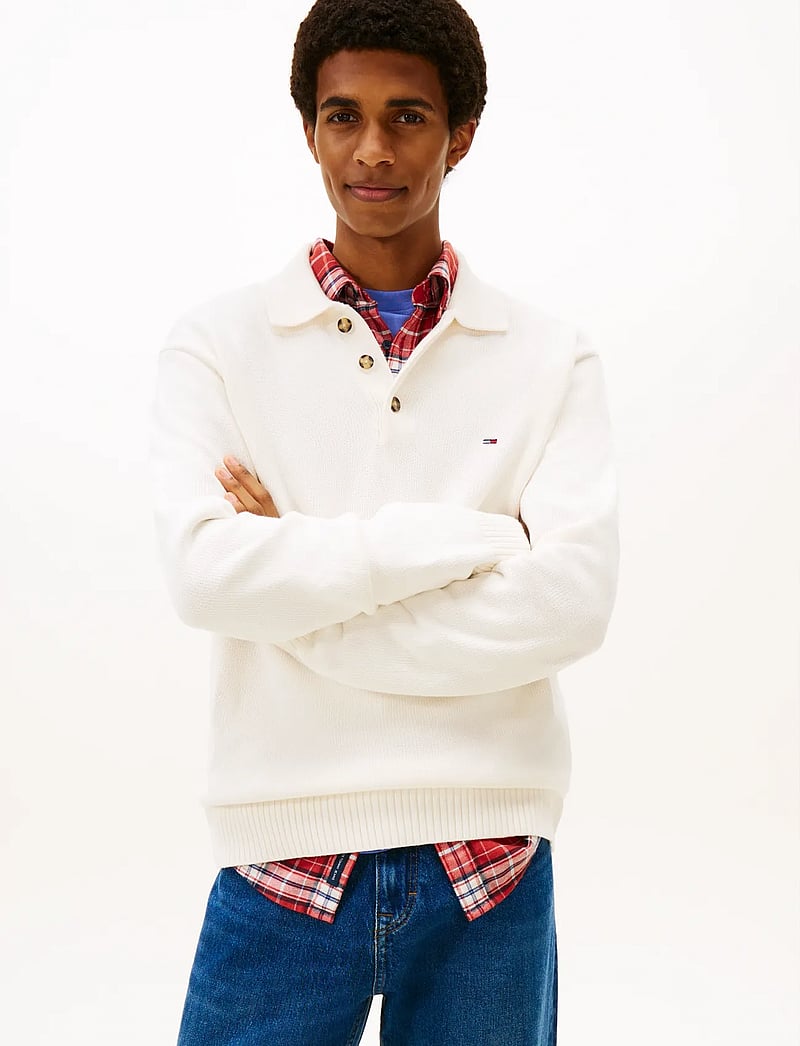 Tommy Jeans - TJM SLIM ESSENTIAL POLO SWTR EXT - polostrik - ancient white - 0