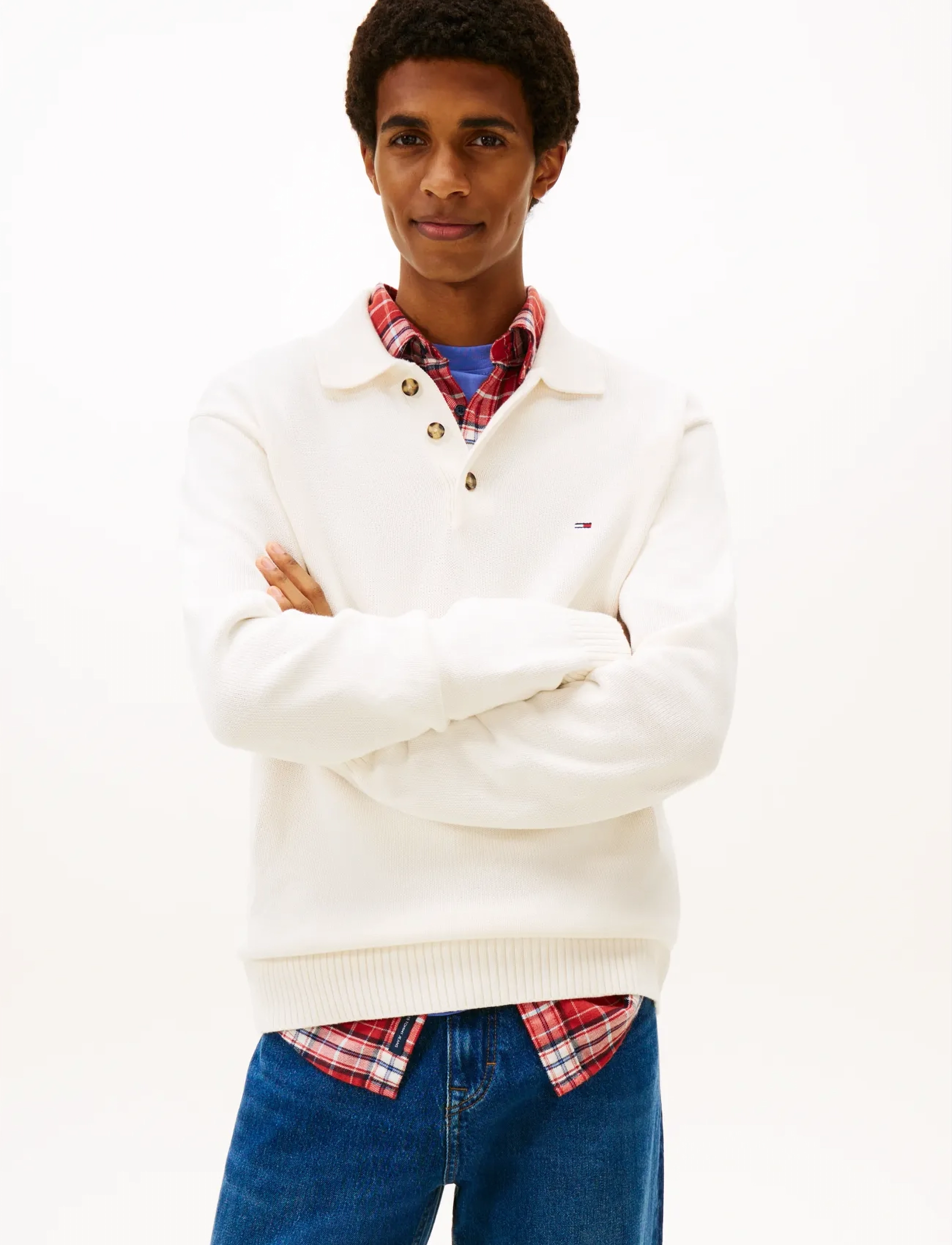 Tommy Jeans TJM SLIM ESSENTIAL POLO SWTR EXT - Tommy Hilfiger - ANCIENT WHITE / white