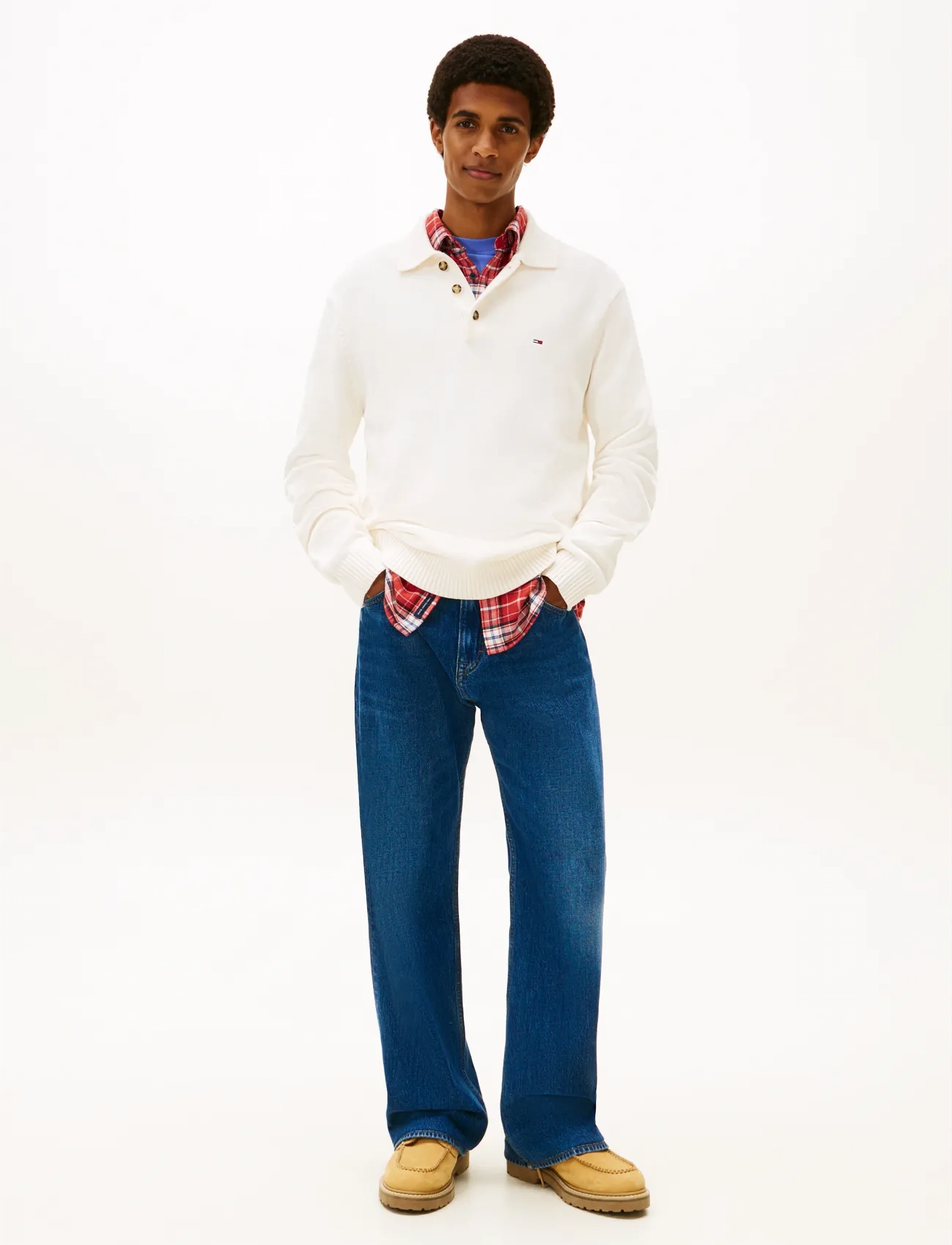 Tommy Jeans - TJM SLIM ESSENTIAL POLO SWTR EXT - long-sleeved knitted polos - ancient white - 2