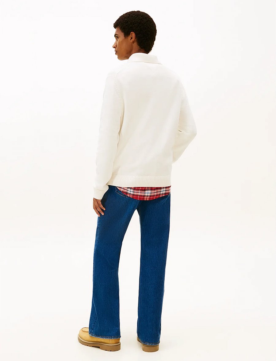 Tommy Jeans - TJM SLIM ESSENTIAL POLO SWTR EXT - langärmelige gestrickte polohemden - ancient white - 3