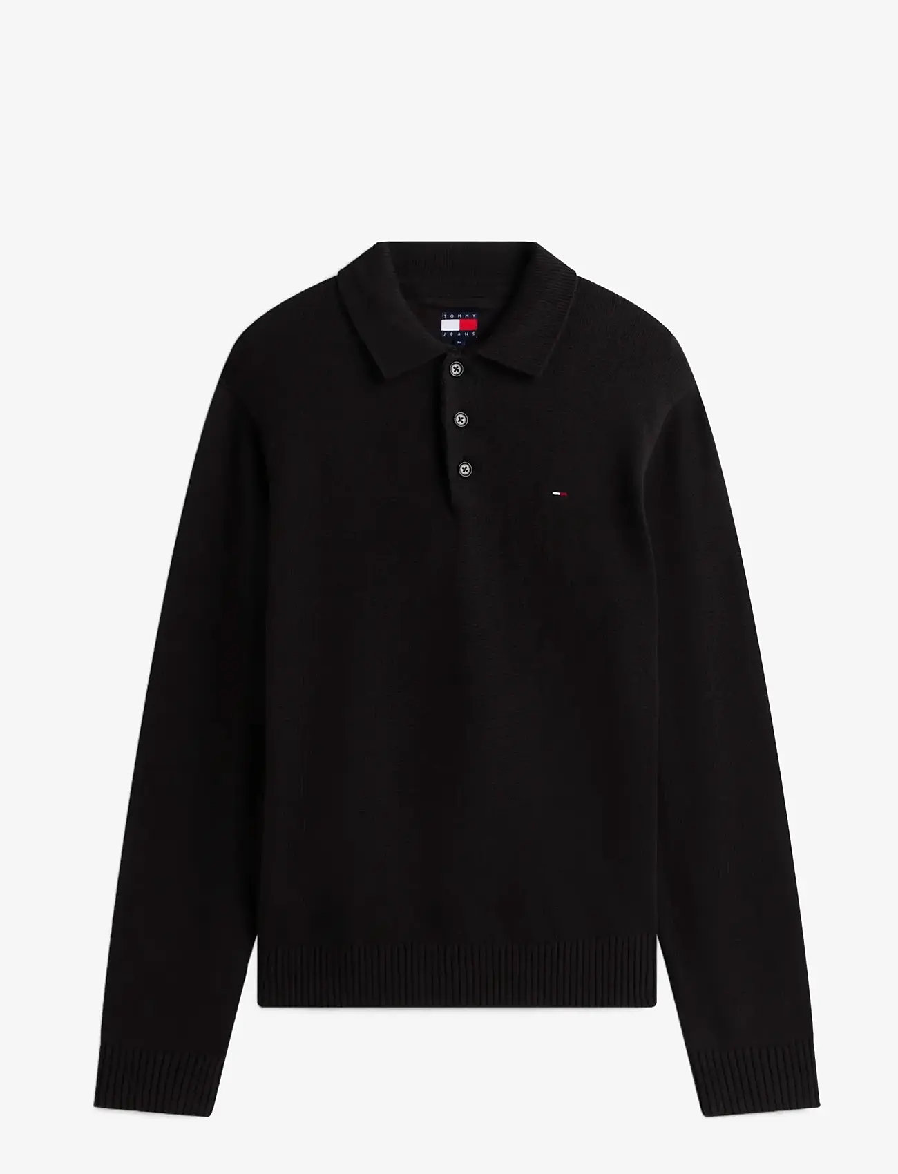 Tommy Jeans - TJM SLIM ESSENTIAL POLO SWTR EXT - gestrickte polohemden - black - 1