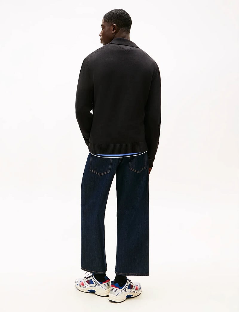 Tommy Jeans - TJM SLIM ESSENTIAL POLO SWTR EXT - gestrickte polohemden - black - 3