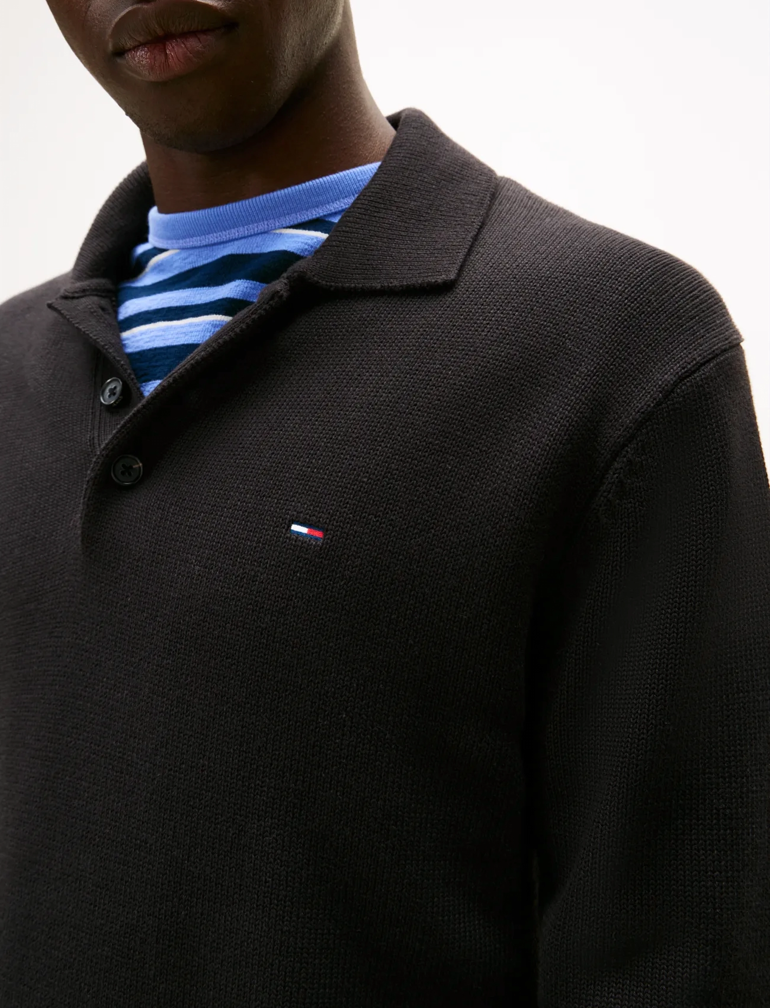 Tommy Jeans - TJM SLIM ESSENTIAL POLO SWTR EXT - poloer i strik med lange ærmer - black - 4