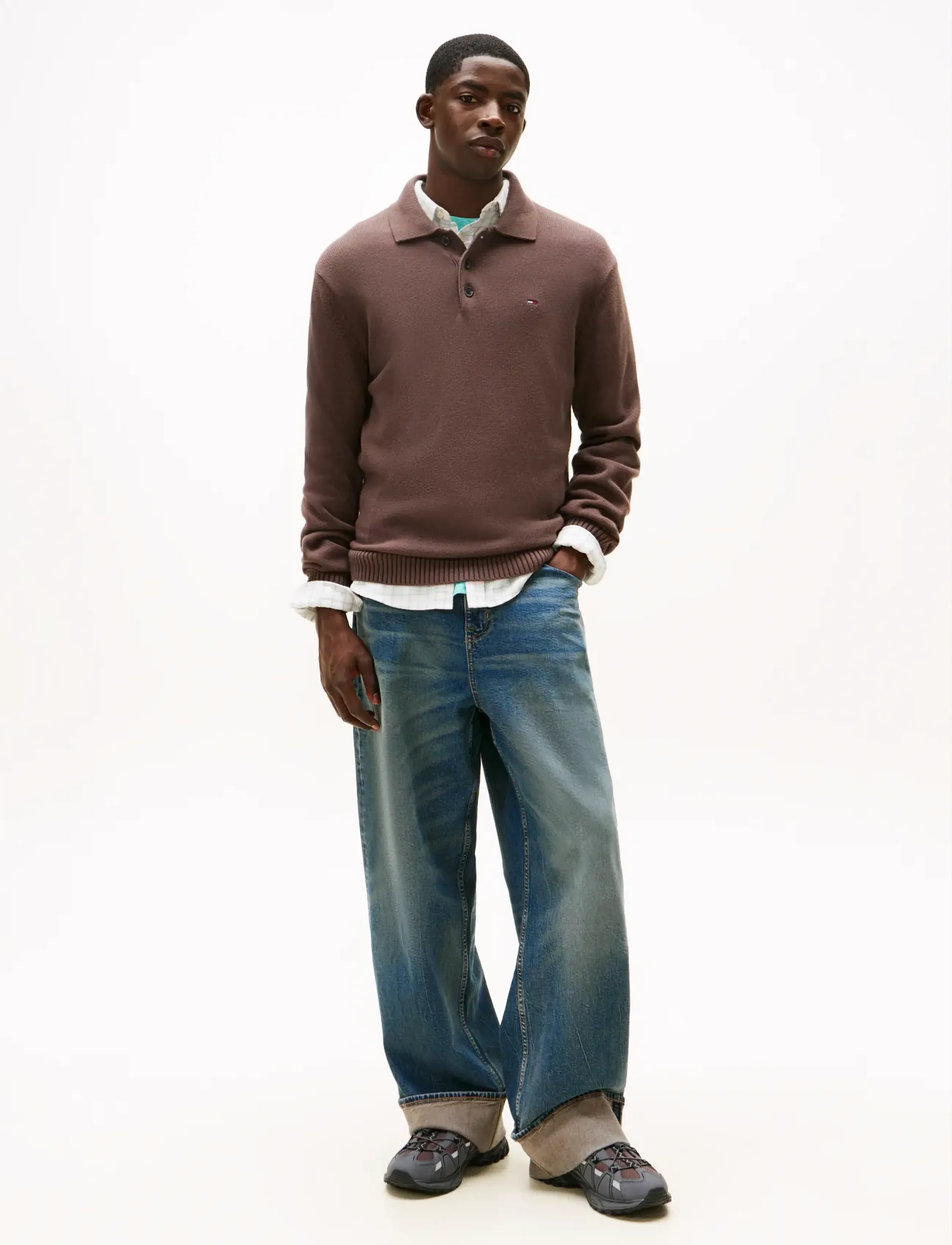 Tommy Jeans - TJM SLIM ESSENTIAL POLO SWTR EXT - poloer i strik med lange ærmer - black walnut - 2